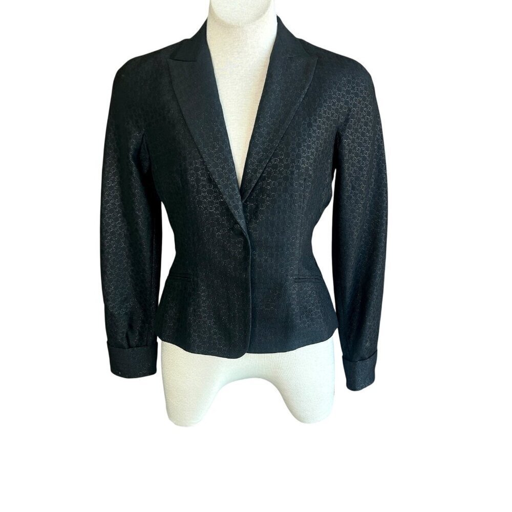 Kay Unger Black Formal Tone on Tone Fitted Blazer Size 6